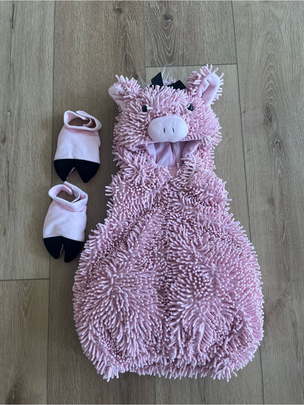 Kids Pink Piggy Plush Hoodie Costume with Hoof Booties
